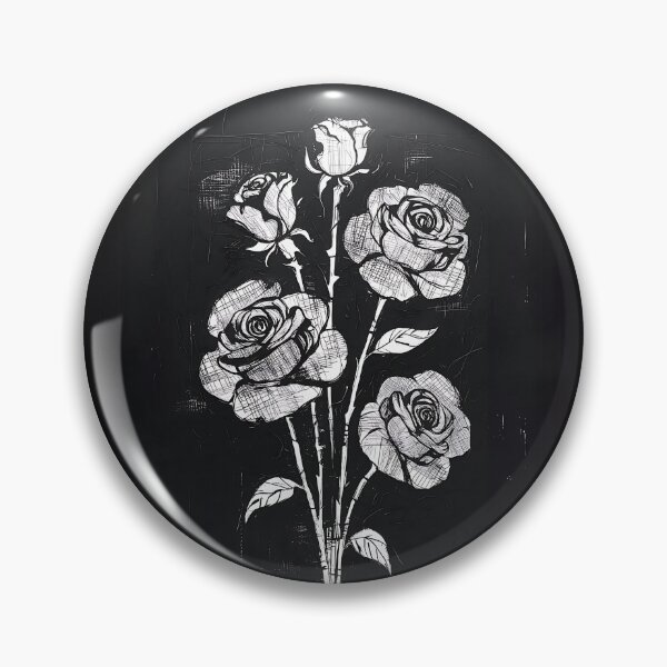 Artikelvorschau, Schwarz-Weiß-Grunge-Rosen-Lithografiestempel Girly Goth entworfen und verkauft von TackyTime.