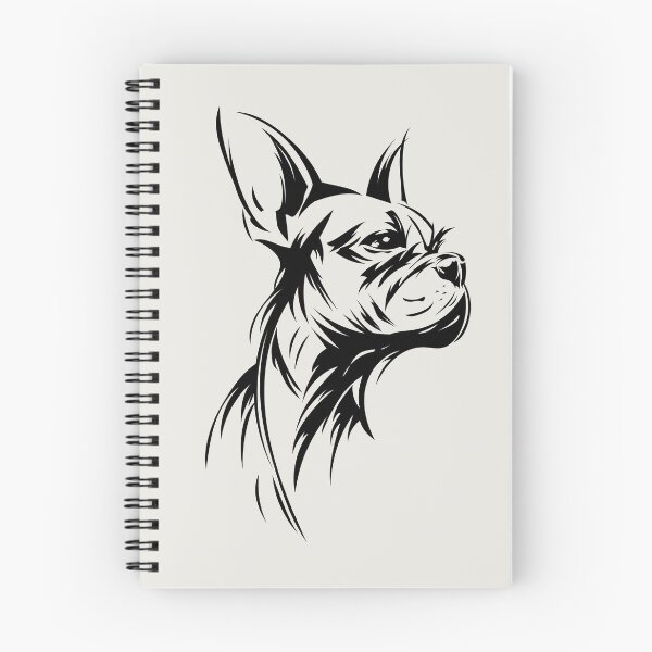 Artikelvorschau, Boston Terrier Linienkunst-Porträt, minimalistischer schwarzer Hund entworfen und verkauft von DoodleMoodSpace.
