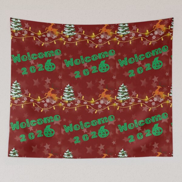 Item preview, Welcome 2026 Christmas New Year Festive Design designed and sold by Kruti Collection.