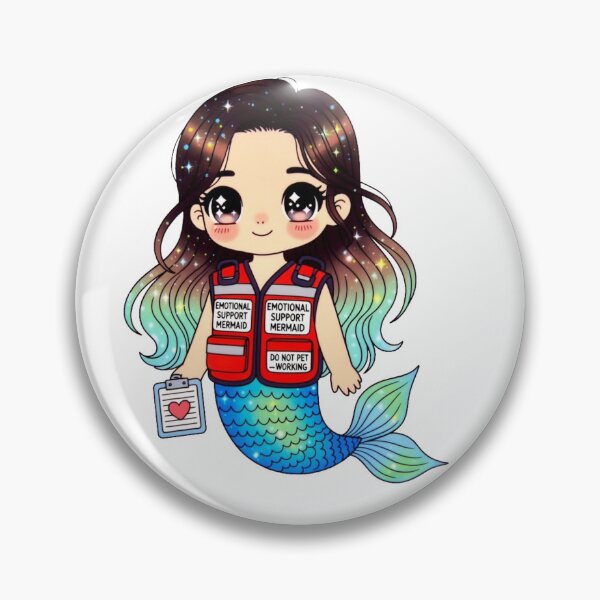 Item preview, emotional support mermaid with vest and clipboard designed and sold by octozap.