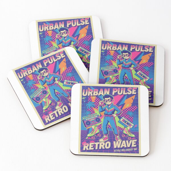 Item preview, Urban Pulse Retro Wave 80s Vibe Illustration - Roller Skates, Boombox, Synthwave Art designed and sold by BlissHalo.