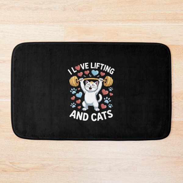 Item preview, I Love Weight Lifting & Cats White Cat Fitness Workout Gift designed and sold by andreaswest.