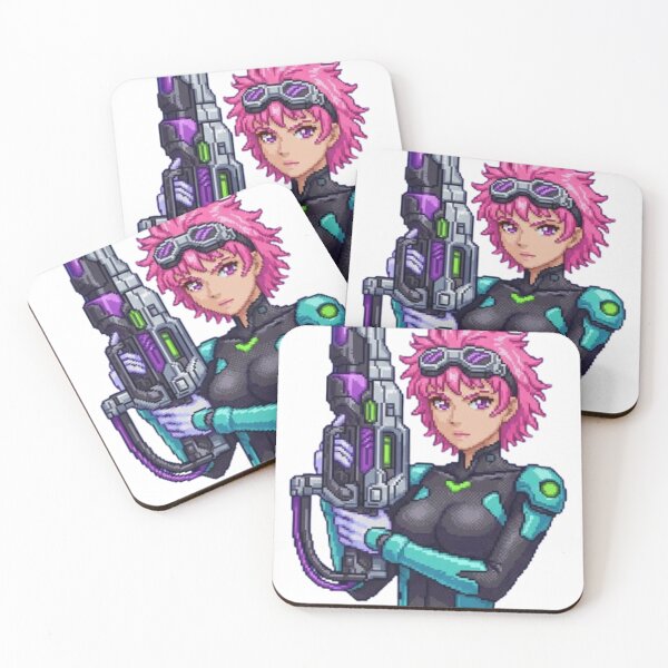 Item preview, Pink Hair Pixel Warrior | Cyberpunk Sci-Fi designed and sold by MoodStory.