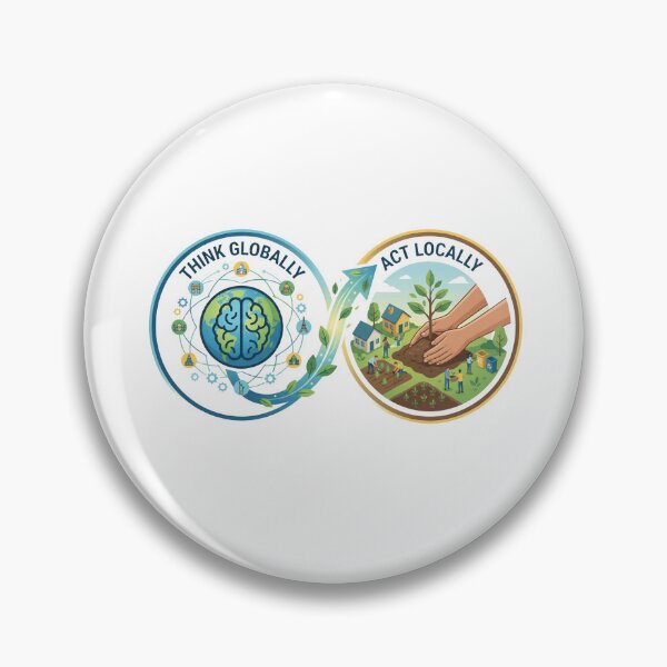 Artikelvorschau, Global denken, lokal handeln – Globales Bewusstsein und gemeinschaftliches Handeln im Fluss entworfen und verkauft von Wear2Transform.