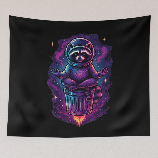 Item preview, Zen Raccoon Astronaut Meditation In Space Rocket Trash Can designed and sold by TerryAnnie.