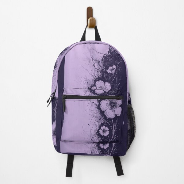 Item preview, Monochromatic Purple Etched Grunge Floral Stamp Two Sides designed and sold by TackyTime.