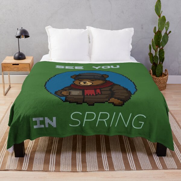 Item preview, See You in Spring – Sarcastic Winter Bear Pixel Art designed and sold by MadeByKateS.