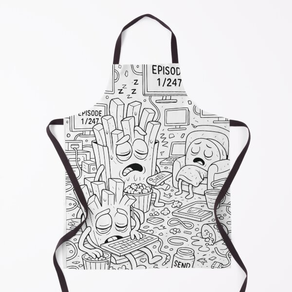 Item preview, Binge-Watching Fries – Funny Cartoon Coloring Page designed and sold by ComedyInkFactor.