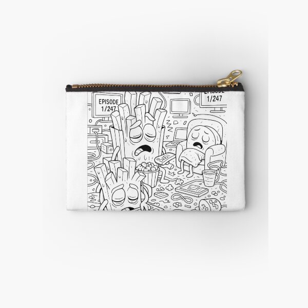 Item preview, Binge-Watching Fries – Funny Cartoon Coloring Page designed and sold by ComedyInkFactor.