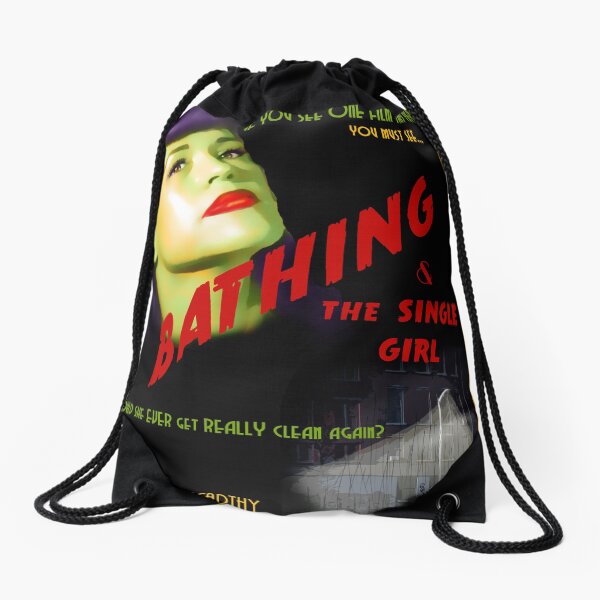 Bathing & the Single Girl Poster Drawstring Bag
