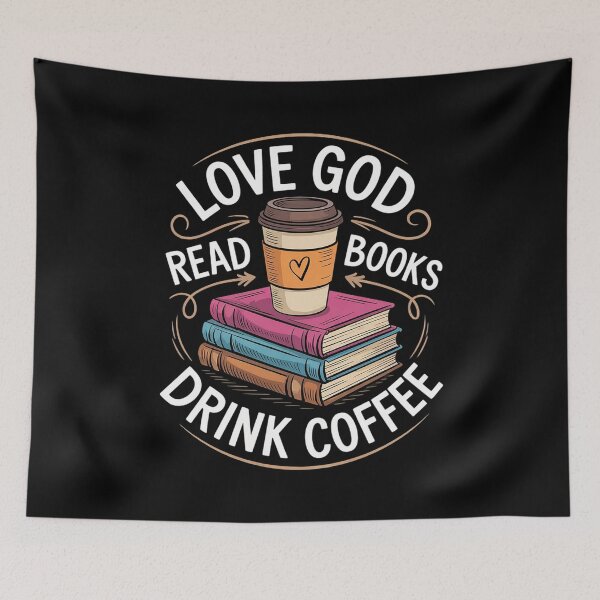 Item preview, Love God Drink Coffee Read Books Lovers  designed and sold by MythWoot.