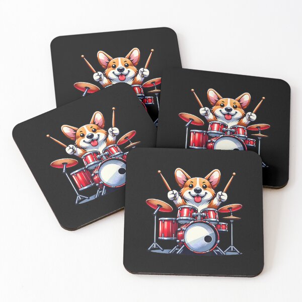 Item preview, Cute Corgi Dog Playing Drums Drumset Funny Drummer designed and sold by TerryAnnie.