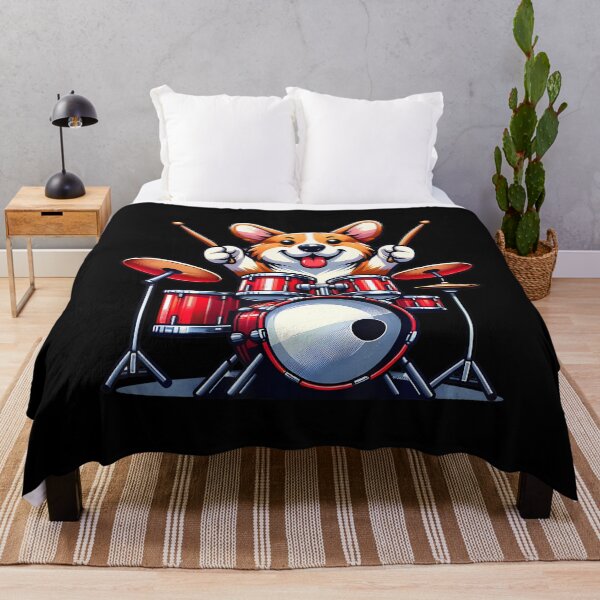 Item preview, Cute Corgi Dog Playing Drums Drumset Funny Drummer designed and sold by TerryAnnie.