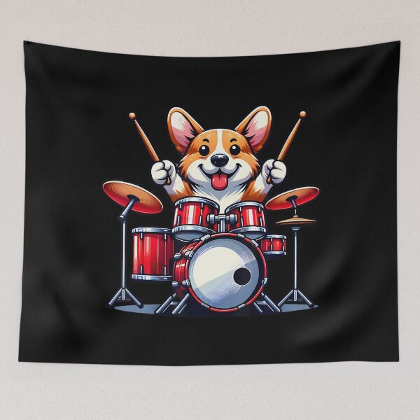 Item preview, Cute Corgi Dog Playing Drums Drumset Funny Drummer designed and sold by TerryAnnie.