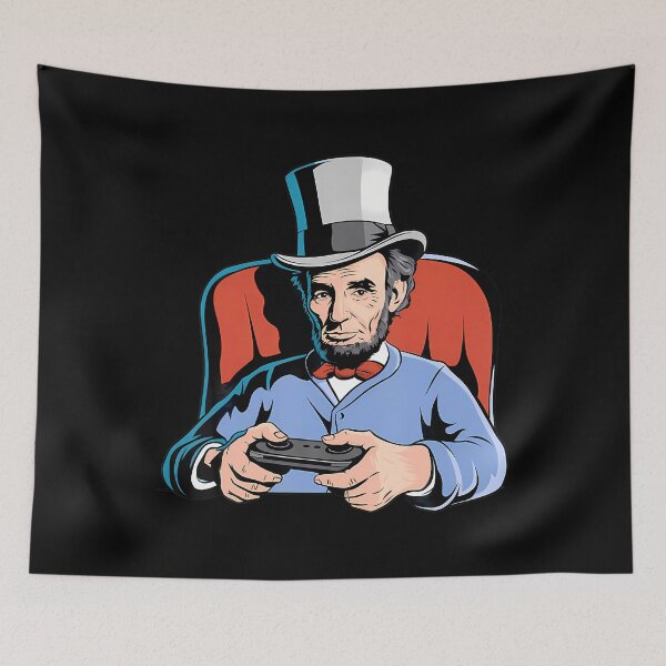 Item preview, Abraham Lincoln Playing Video Games Historical Gamer Gaming designed and sold by TerryAnnie.