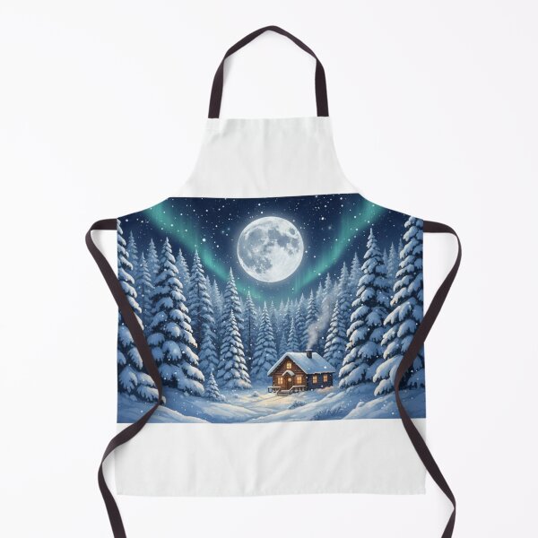 Item preview, "Winter Cabin Aurora Northern Lights - Snowy Forest Moon Christmas Gift" designed and sold by jkaestheticss.