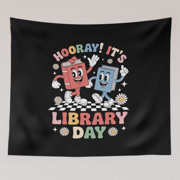 Item preview, Reading Book Lover School Librarian Hooray It's Library Day  designed and sold by VerseFarm.