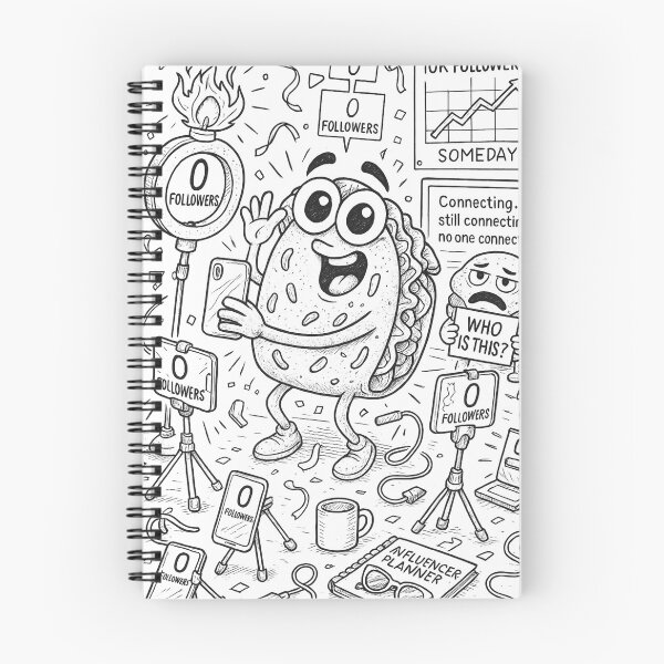 Item preview, Influencer Taco Fail – Funny Social Media Coloring Page designed and sold by ComedyInkFactor.