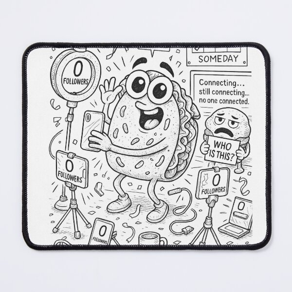 Item preview, Influencer Taco Fail – Funny Social Media Coloring Page designed and sold by ComedyInkFactor.
