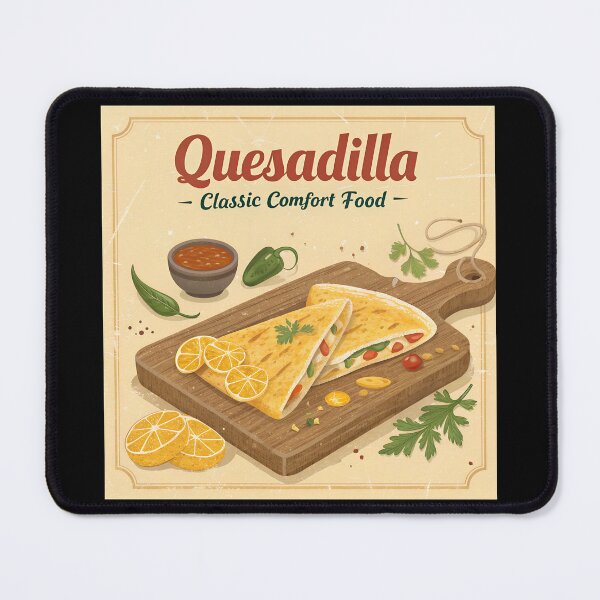 Item preview, Retro Quesadilla – Classic Mexican Comfort Food Vintage Kitchen Art designed and sold by VividOrganica.