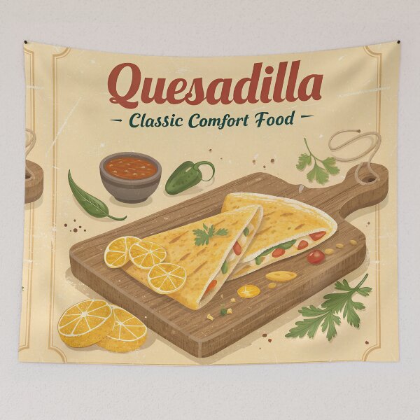 Item preview, Retro Quesadilla – Classic Mexican Comfort Food Vintage Kitchen Art designed and sold by VividOrganica.