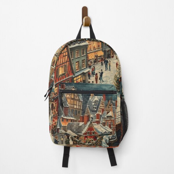 Item preview, Cozy Winter Town Art – Christmas Aesthetic Wall Print designed and sold by AMPrintsArt.