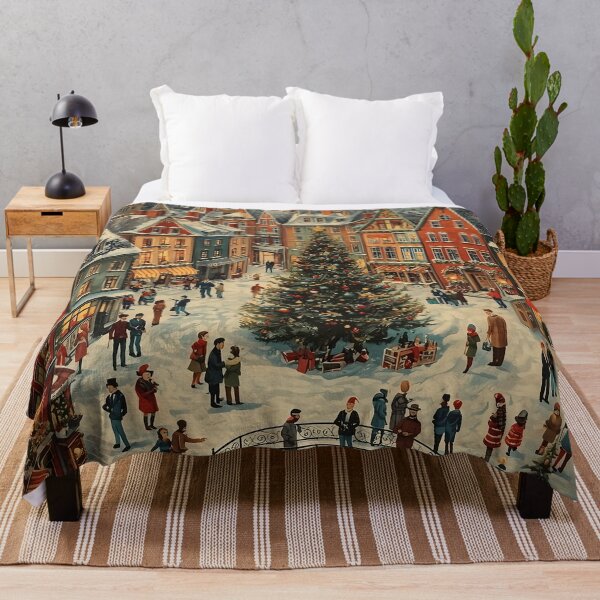 Item preview, Cozy Winter Town Art – Christmas Aesthetic Wall Print designed and sold by AMPrintsArt.