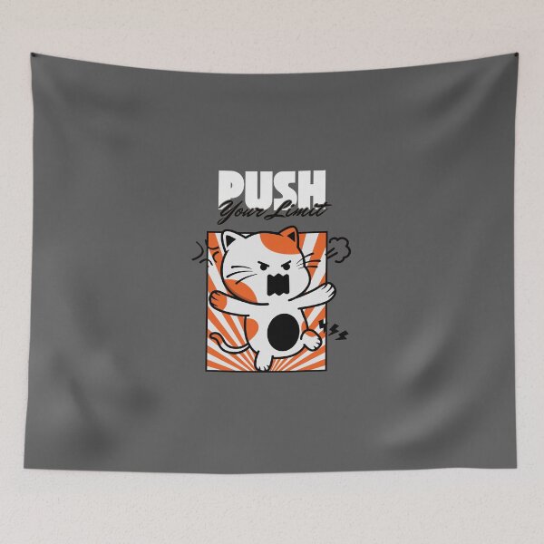 Item preview, PUSH Your Limit Angry Cat - Fierce Motivation Graphic Design designed and sold by ConfuseLab Alt.