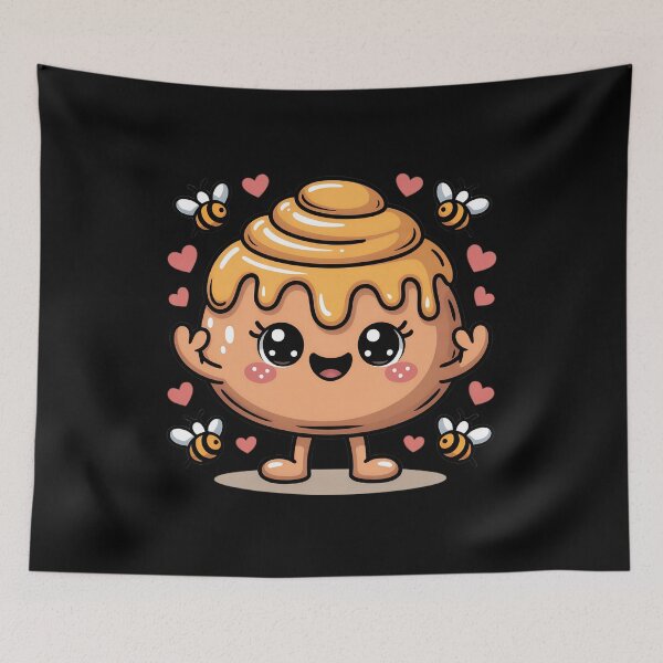 Item preview, Kawaii Honey Bun Cute Pastry – Smiling Dessert Character Bakery  designed and sold by VividOrganica.