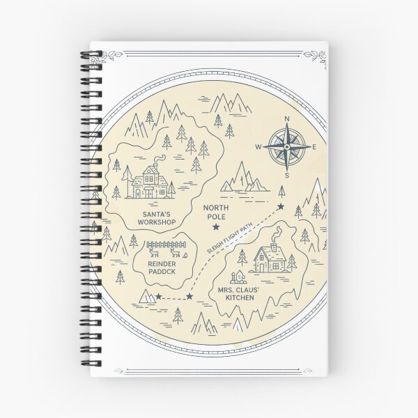 Item preview, "North Pole Map Christmas - Vintage Santa's Workshop Navigation Gift" designed and sold by jkaestheticss.