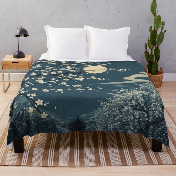 Item preview, Moonlit Plum Blossom Grove – Edo Ukiyo-e Silver Blossoms & Indigo Night designed and sold by Vandy Fullam.