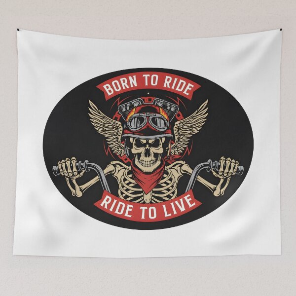 Item preview, Born to Ride Skeleton Biker Emblem designed and sold by CharlieDesings.