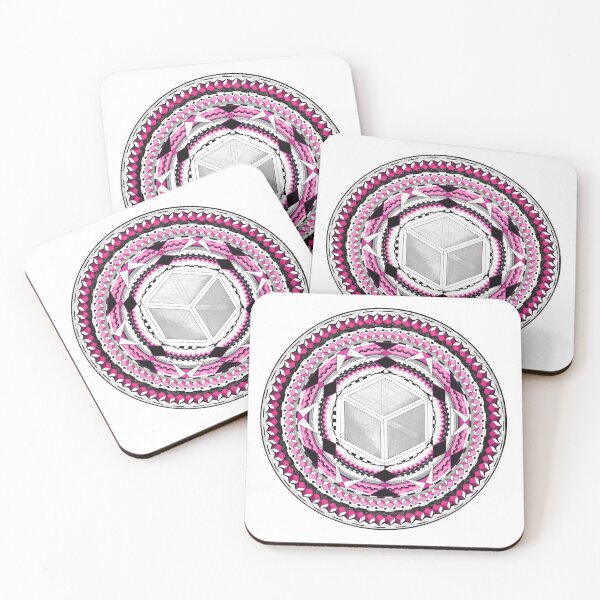 Item preview, Mandala geométrica rosa con cubo sagrado designed and sold by Portal Mandalas.