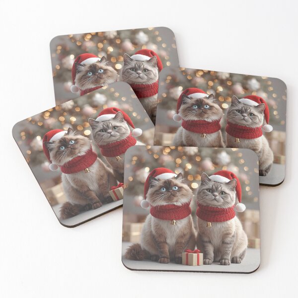 Item preview, Joyful Christmas Companions – Aesthetic Cat Duo of Holiday Cheer designed and sold by ArtivaNest.