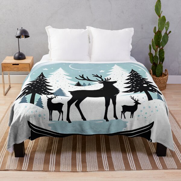 Item preview, Delicate Snowflakes Falling Around Peaceful Forest Reindeer. designed and sold by MissYouONLY.