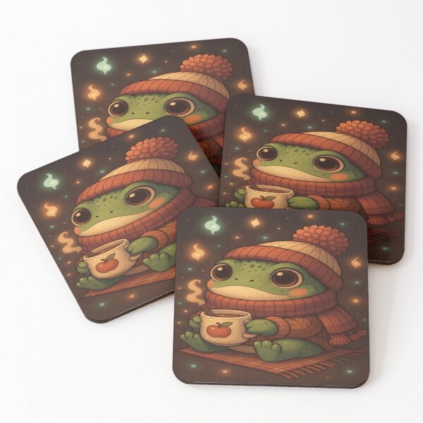 Item preview, Cozy Cocoa Frog in Beanie – Cute Autumn Winter Night Art designed and sold by POD DYNASTY.