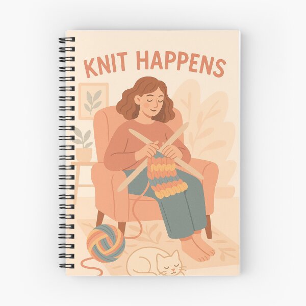 Item preview, Knit Happens Knitting Watercolor Cozy Cat Illustration Hobby Creative Craft designed and sold by Annika Shurafa.