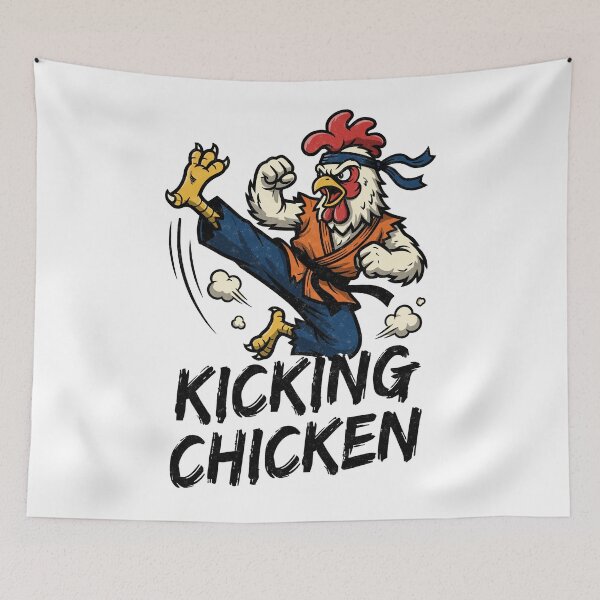 Item preview, Kung Fu Kicking Chicken Cartoon Art designed and sold by tollaru.