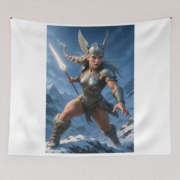 Item preview, Fierce sparklingsilver Valkyrie snow warrior designed and sold by CathryneDelamort.