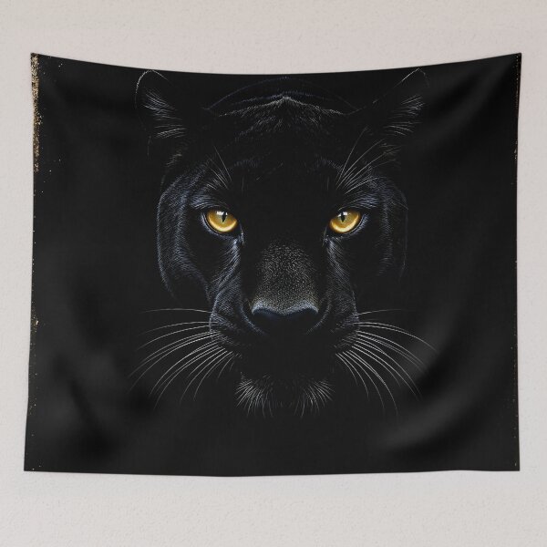 Item preview, Black Panther With Golden Eyes – Luxury Wildlife Art | Gold-Foil Details, Dramatic Shadow Portrait designed and sold by ColorSplash123.