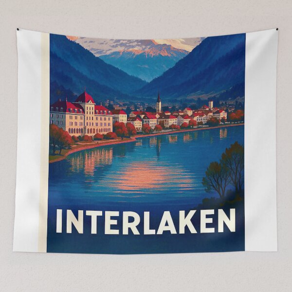 Item preview, Interlaken in Switzerland. Vintage travel poster designed and sold by Steffani Lehmann.