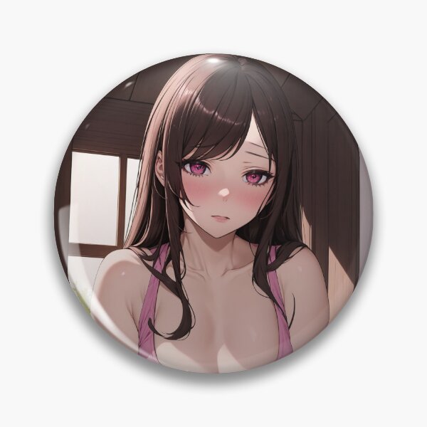Item preview, Chiho NTRAHOLIC Anime Art | Long Dark Hair Pink Top Blush Aesthetic designed and sold by iloveanimechibi.