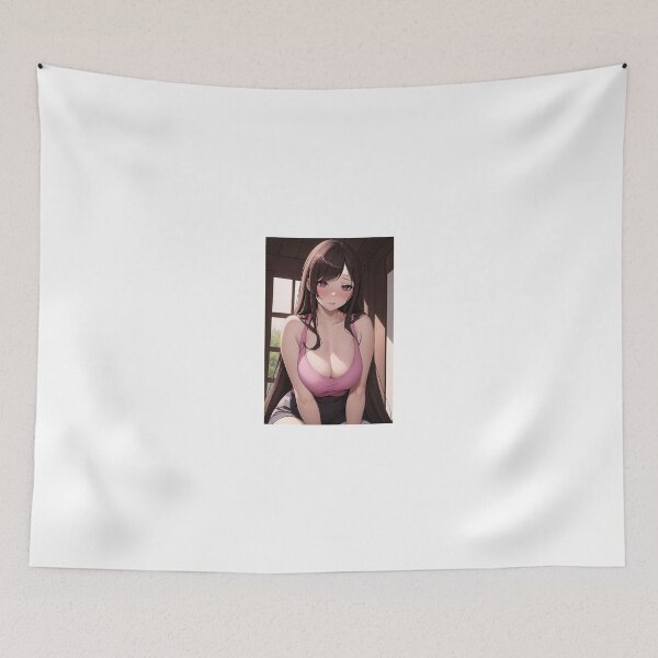 Item preview, Chiho NTRAHOLIC Anime Art | Long Dark Hair Pink Top Blush Aesthetic designed and sold by iloveanimechibi.