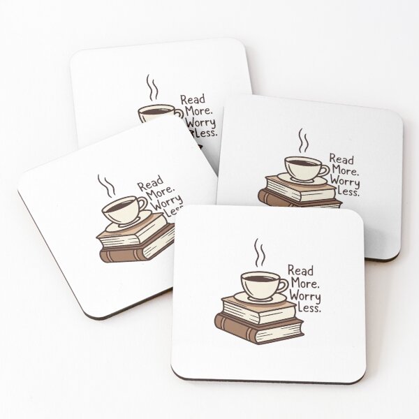 Item preview, Read More. Worry Less. — Book & Coffee Cozy Tee designed and sold by EcoArtTees.