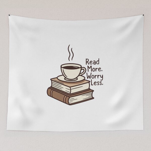 Item preview, Read More. Worry Less. — Book & Coffee Cozy Tee designed and sold by EcoArtTees.