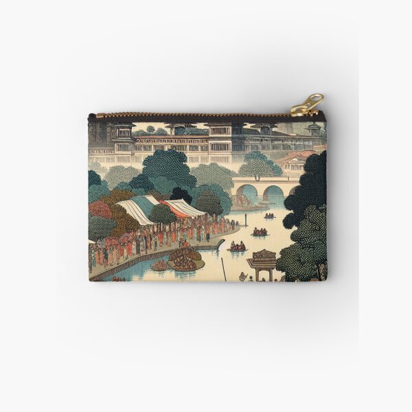 Item preview, Pune India Ukiyo-e Landscape – Shaniwar Wada, Hills & Pastel Edo Art designed and sold by Vandy Fullam.