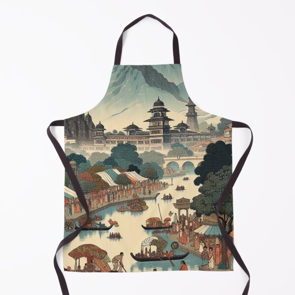 Item preview, Pune India Ukiyo-e Landscape – Shaniwar Wada, Hills & Pastel Edo Art designed and sold by Vandy Fullam.