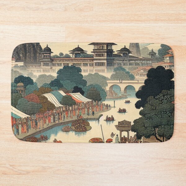 Item preview, Pune India Ukiyo-e Landscape – Shaniwar Wada, Hills & Pastel Edo Art designed and sold by Vandy Fullam.
