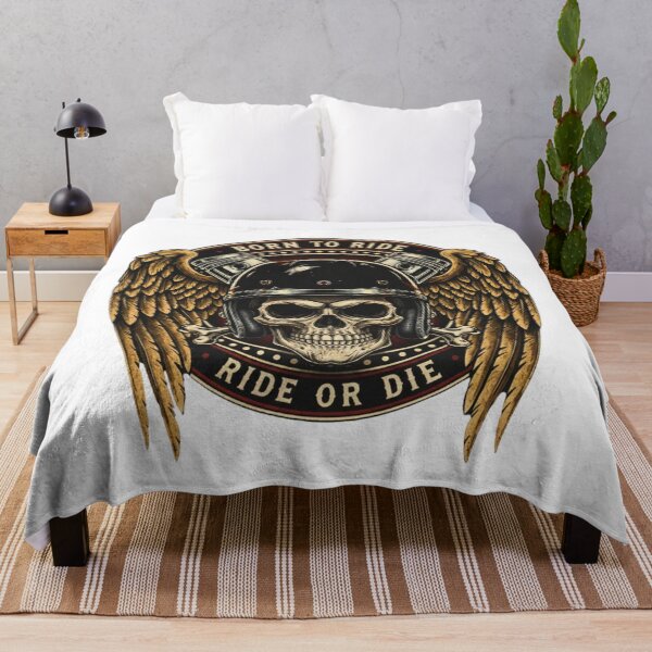 Item preview, Ride or Die Skull Biker Wings Emblem designed and sold by CharlieDesings.