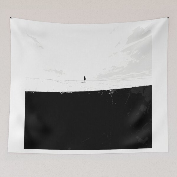 Aperçu de l'œuvre Silhouette unique dans un vaste paysage blanc minimaliste créée et vendue par Christian Weiss.